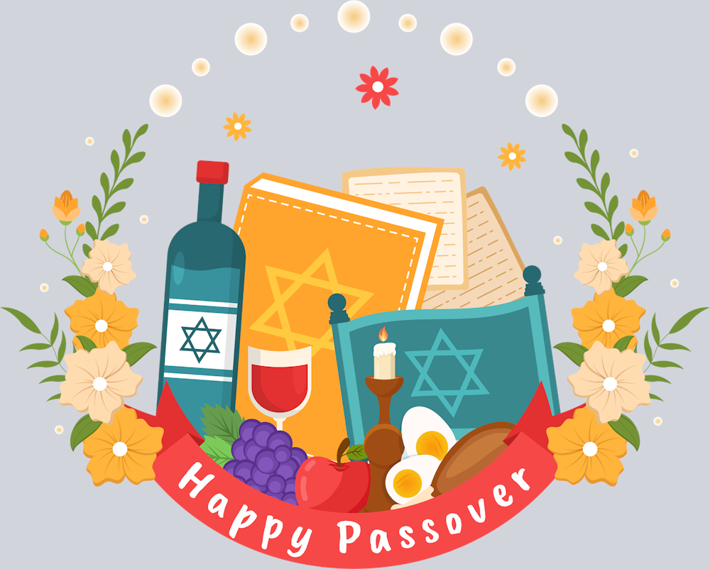 Happy Passover Floral Frame - STK02595 (DTF Transfers)