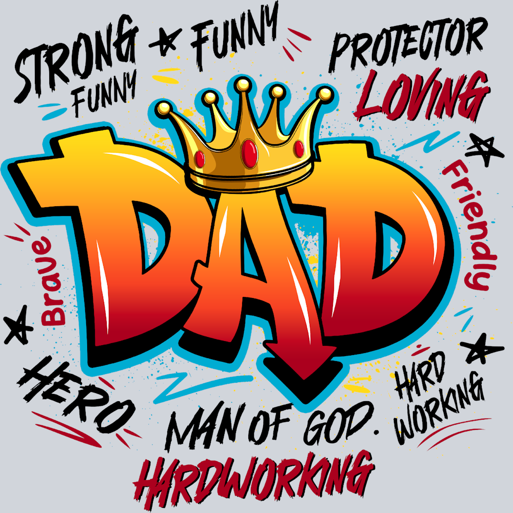 Strong Funny Protector Loving Dad Black - STK05843 (DTF Transfers)