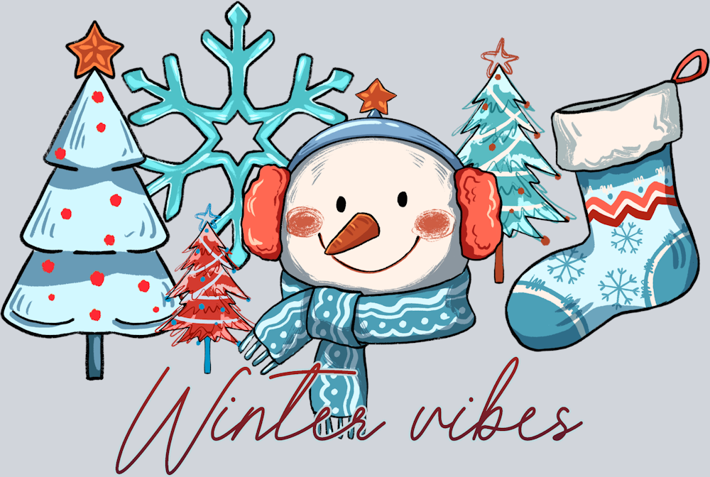 Winter Vibes Blue Symbols - STK06482 (DTF Transfers)