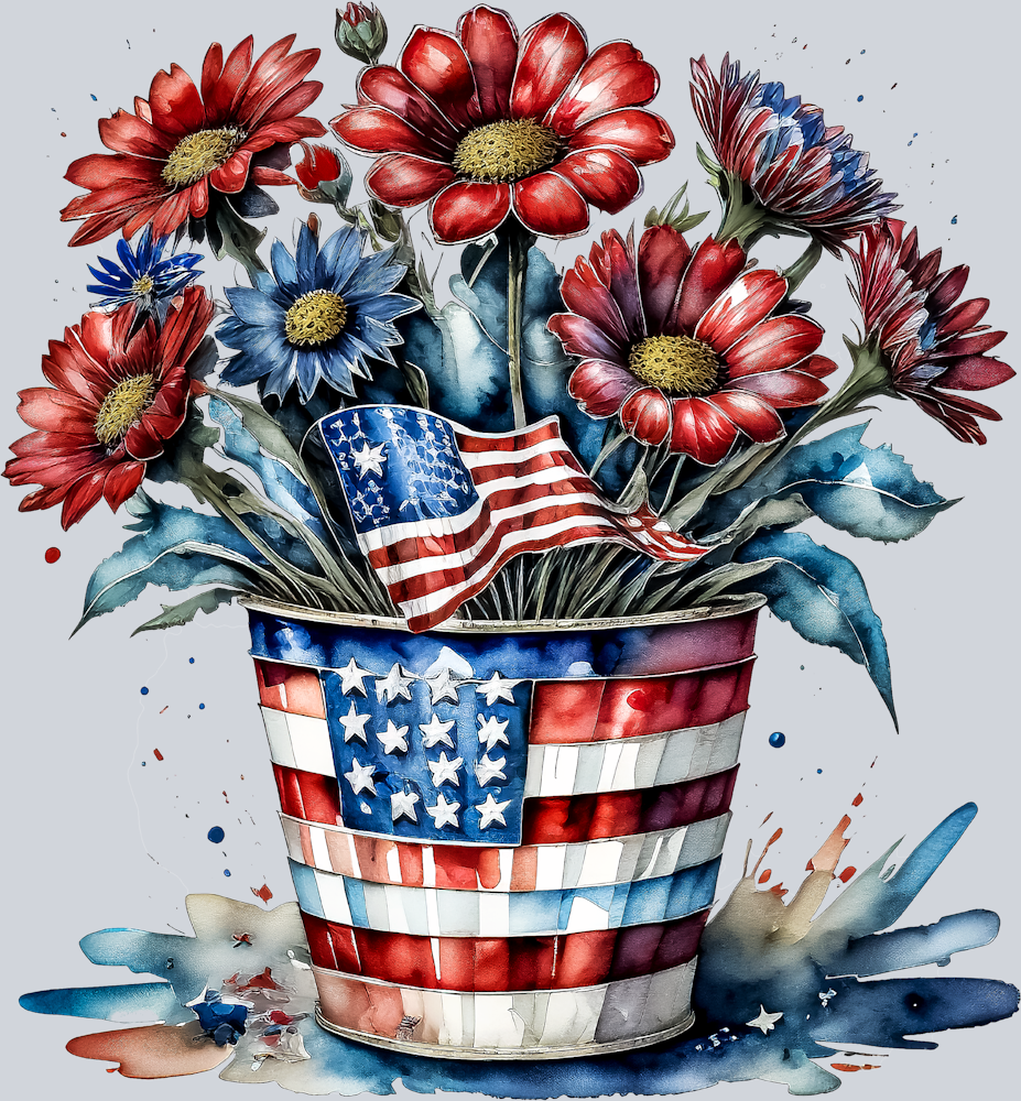 Patriotic Flowers 4 - STK04699 (DTF Transfers)