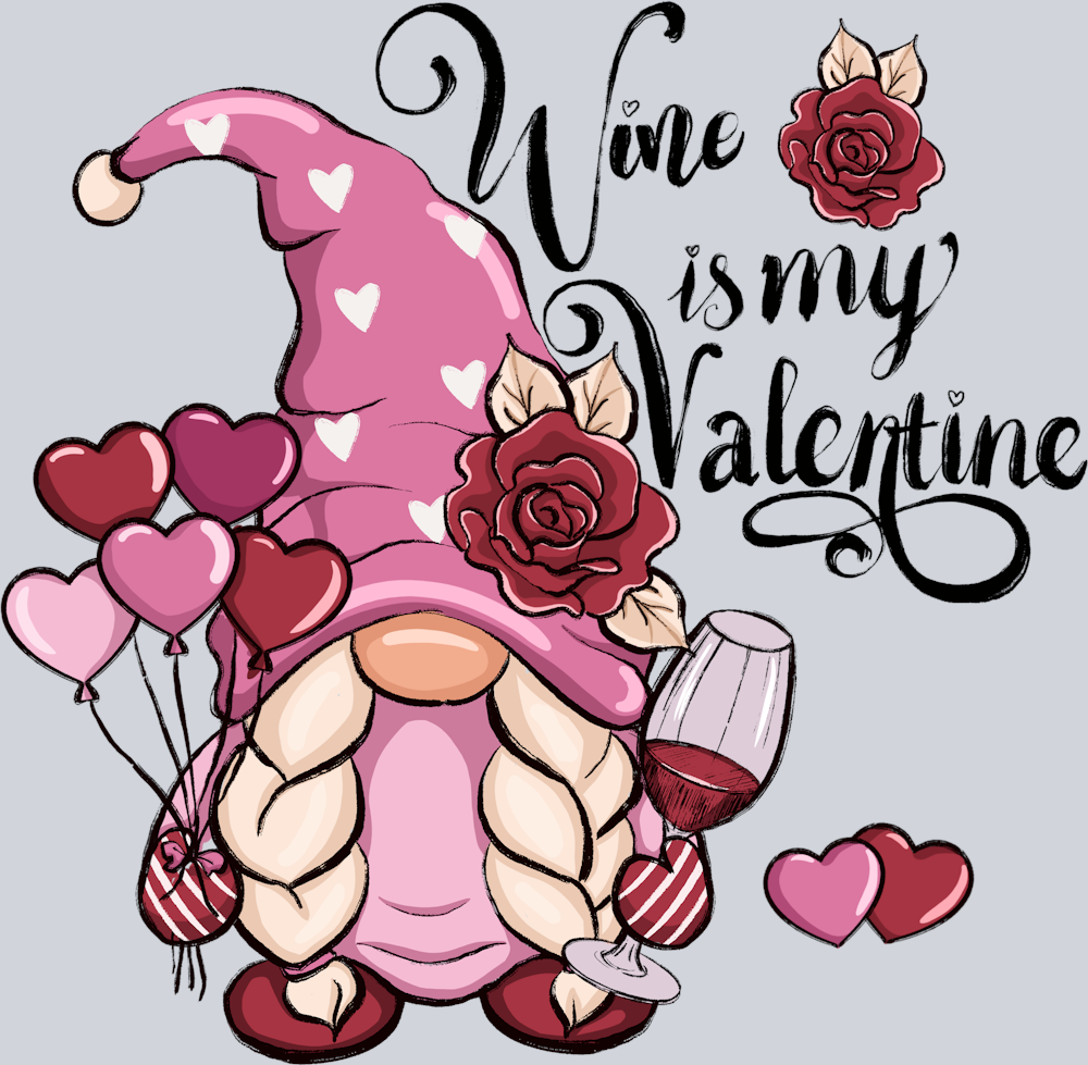 Gnome Wine Valentine - STK02343 (DTF Transfers)
