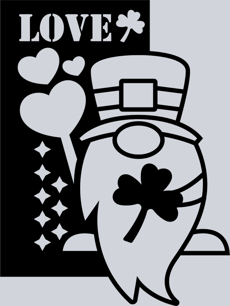 Gnome St Patty Love Black - STK02334 (DTF Transfers)