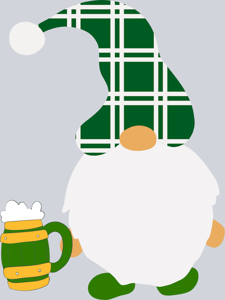 Gnome White Plaid Beer - STK02342 (DTF Transfers)