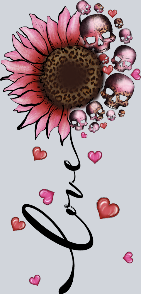 Skull Love Flower - STK05536 (DTF Transfers)