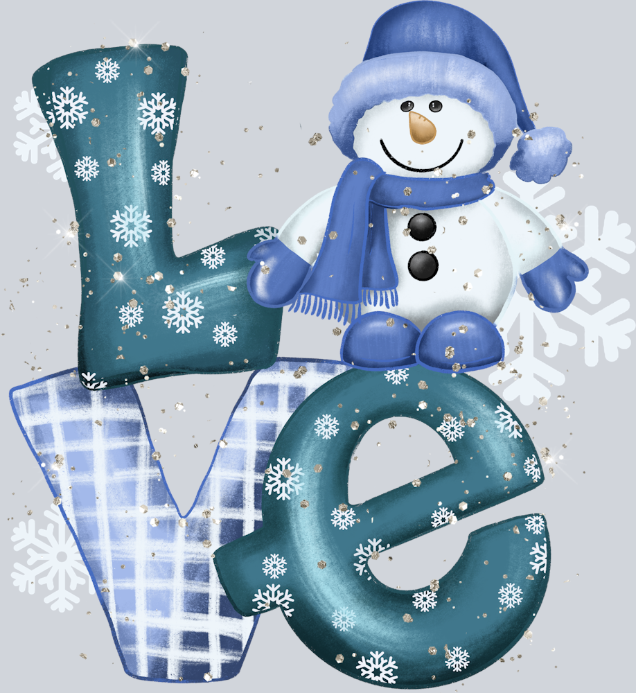Blue Snowman Love - STK01027 (DTF Transfers)