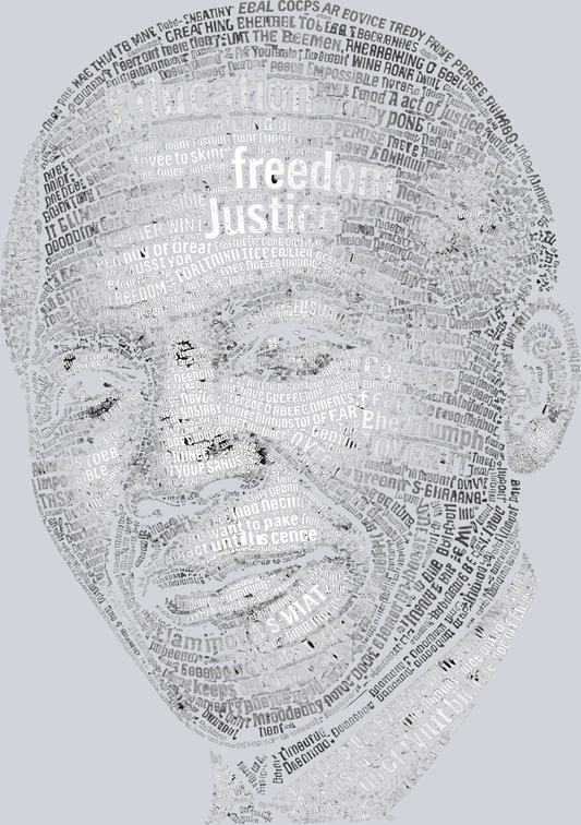 Mandela Calligram (for black shirts only) - STK07565 (DTF Transfers)
