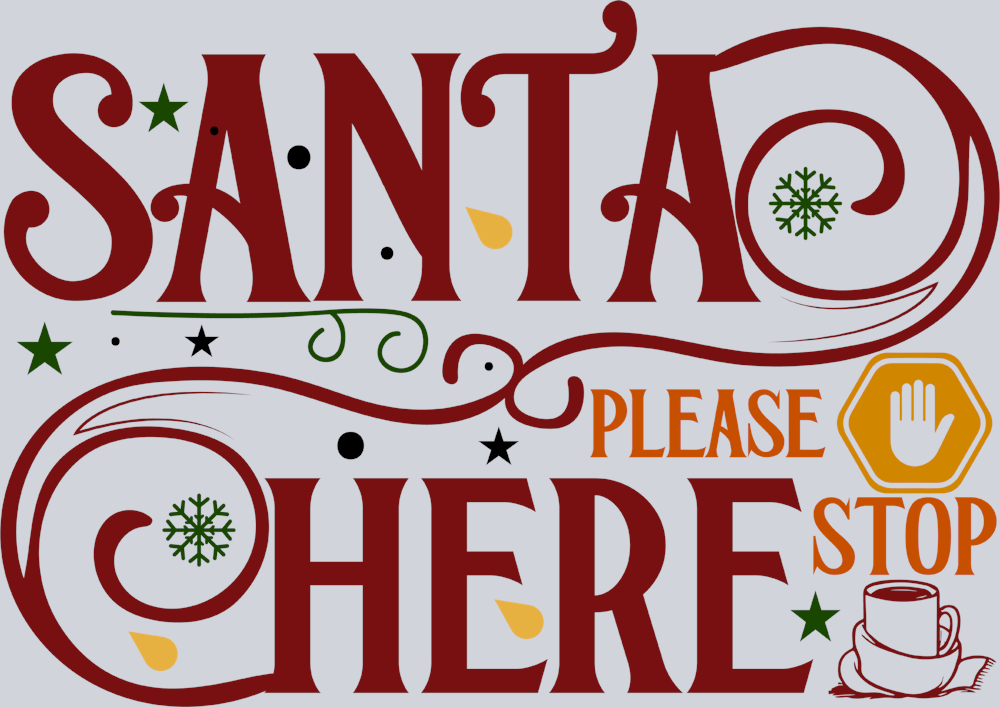 Vintage Santa Please Stop Here 2 - STK06334 (DTF Transfers)