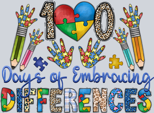 100 Days Of Embracing Differences - STK07279 (DTF Transfers)