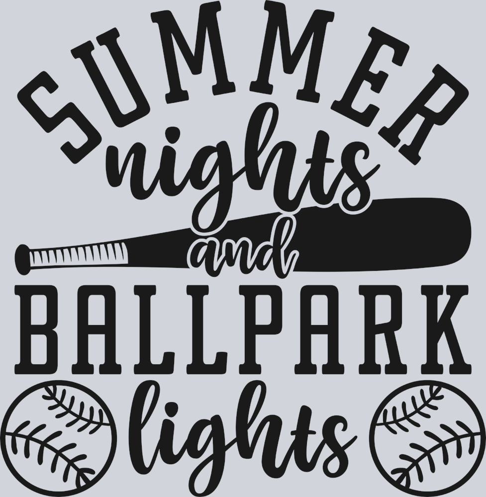 Summer Nights And Ballpark Lights - Black - STK05863 (DTF Transfers)