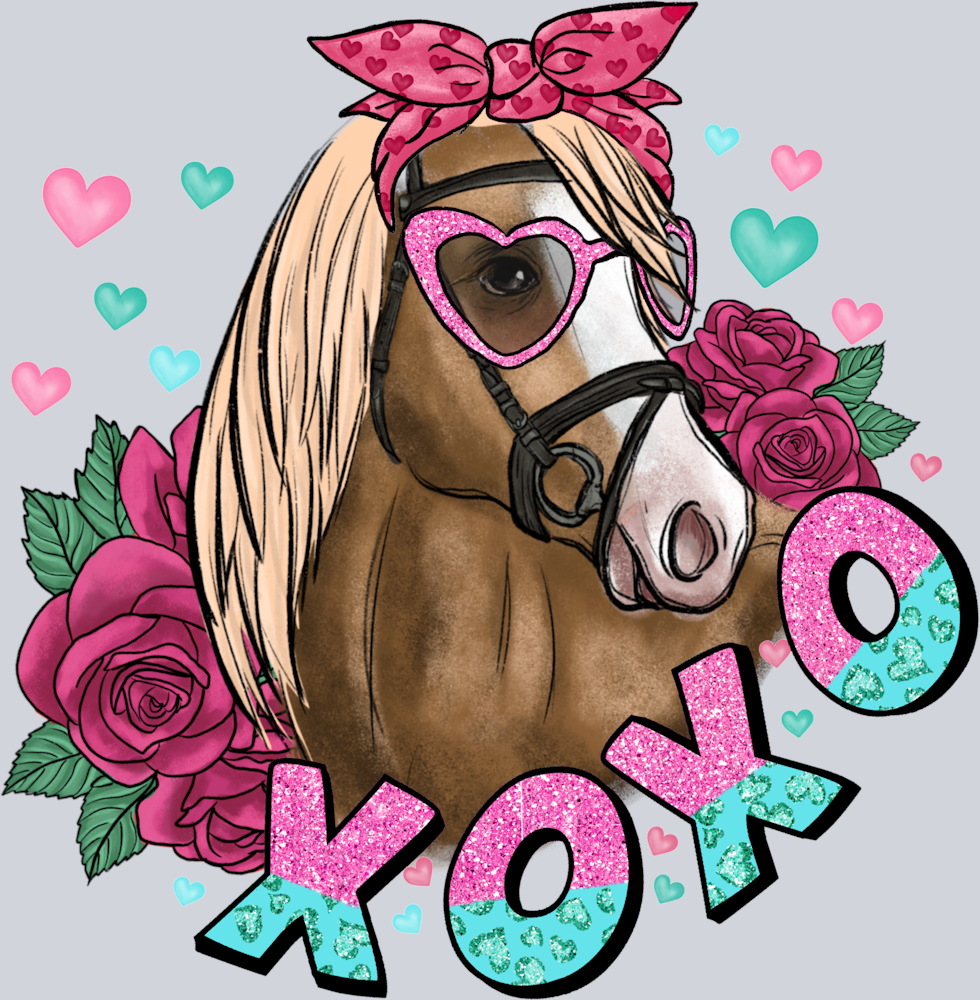 Xoxo Horse Roses - STK06544 (DTF Transfers)