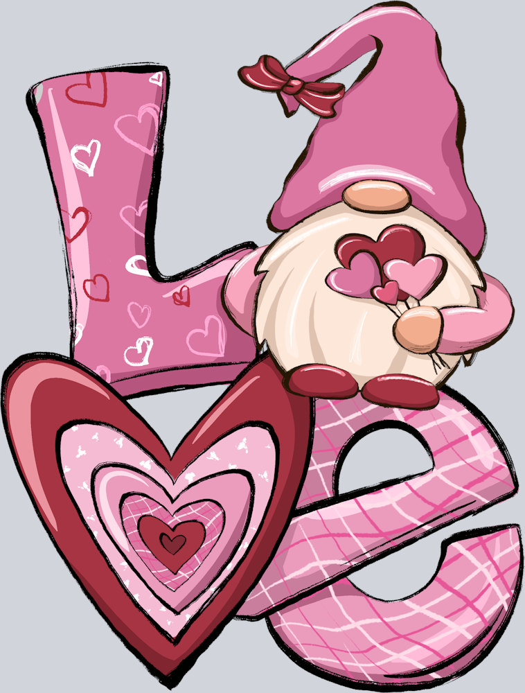 Gnome Love Heart - STK02303 (DTF Transfers)