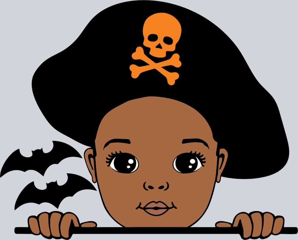 Halloween Pirate Peeking Little Black Boy - STK02501 (DTF Transfers)