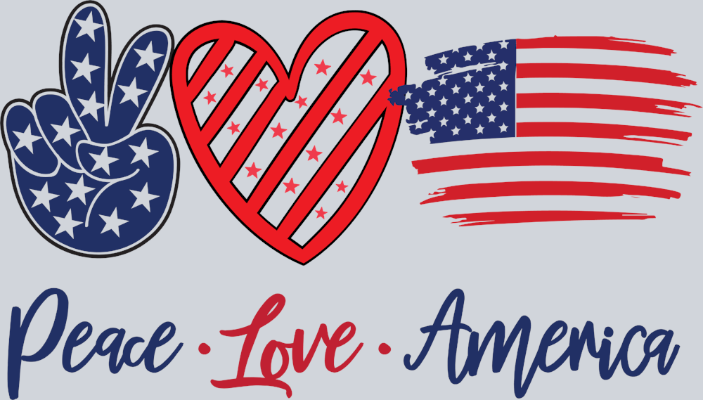 Peace Love American Flag - STK04716 (DTF Transfers)