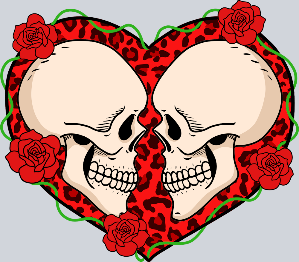 Skull Leopard Heart - STK05535 (DTF Transfers)
