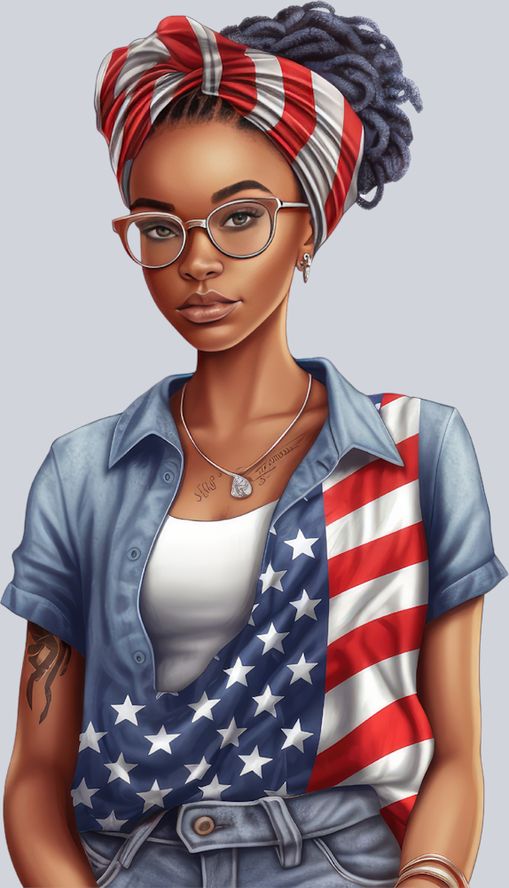 Black Woman American Pride 8 - STK00967 (DTF Transfers)