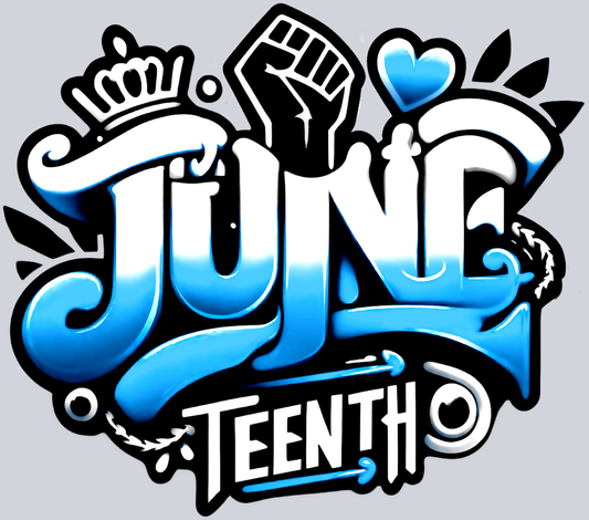 Juneteenth Graffiti Airbrush Blue And White - STK03391 (DTF Transfers)