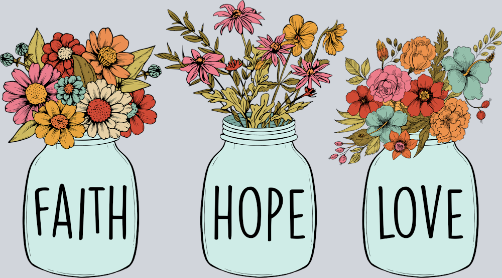 Faith Hope Love Mason Jars - STK01901 (DTF Transfers)