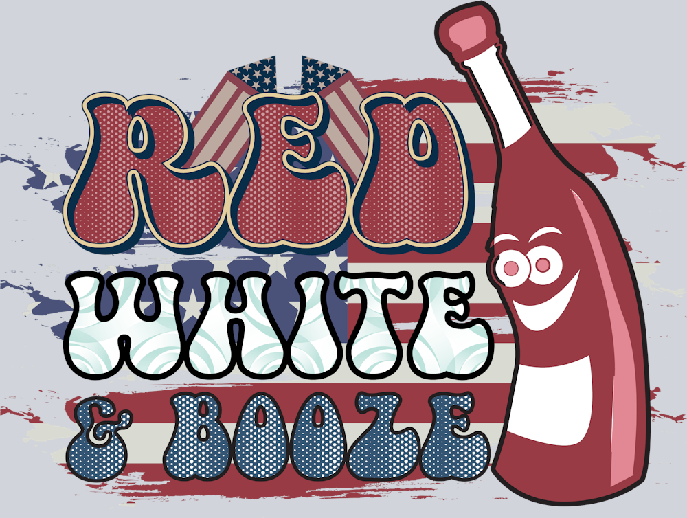 Red White And Booze - STK05154 (DTF Transfers)