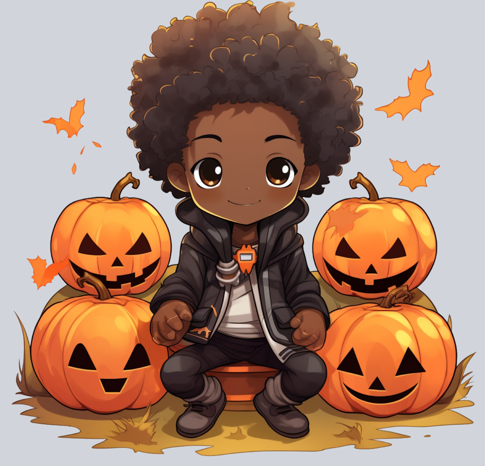 Halloween Black Boy Pumpkins - STK02459 (DTF Transfers)