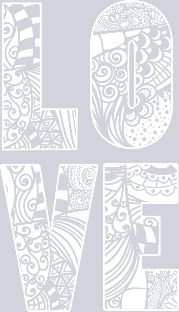 Love Pattern - White - STK03780 (DTF Transfers)