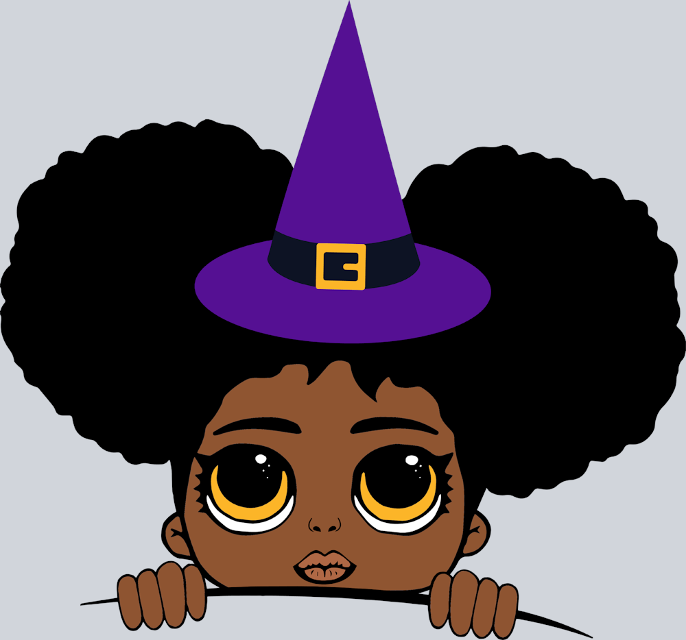 Halloween Afro Girl Peeking - STK02455 (DTF Transfers)