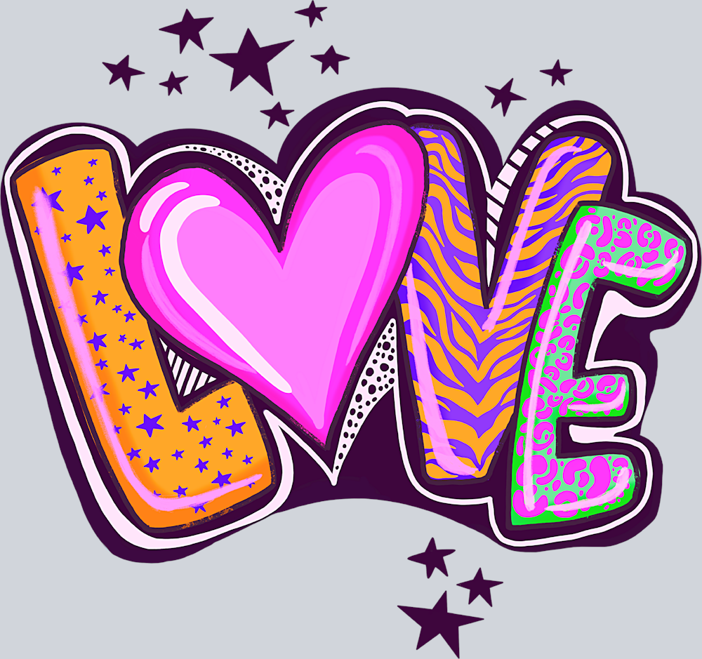 Love 80s Pattern - STK03693 (DTF Transfers)