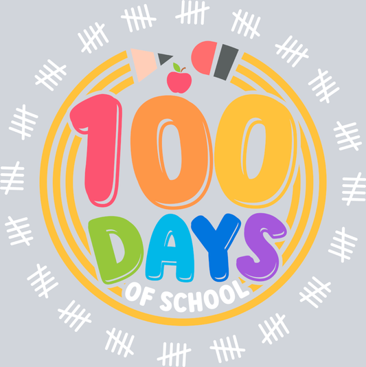 100 Days Of School White - STK07283 (DTF Transfers)