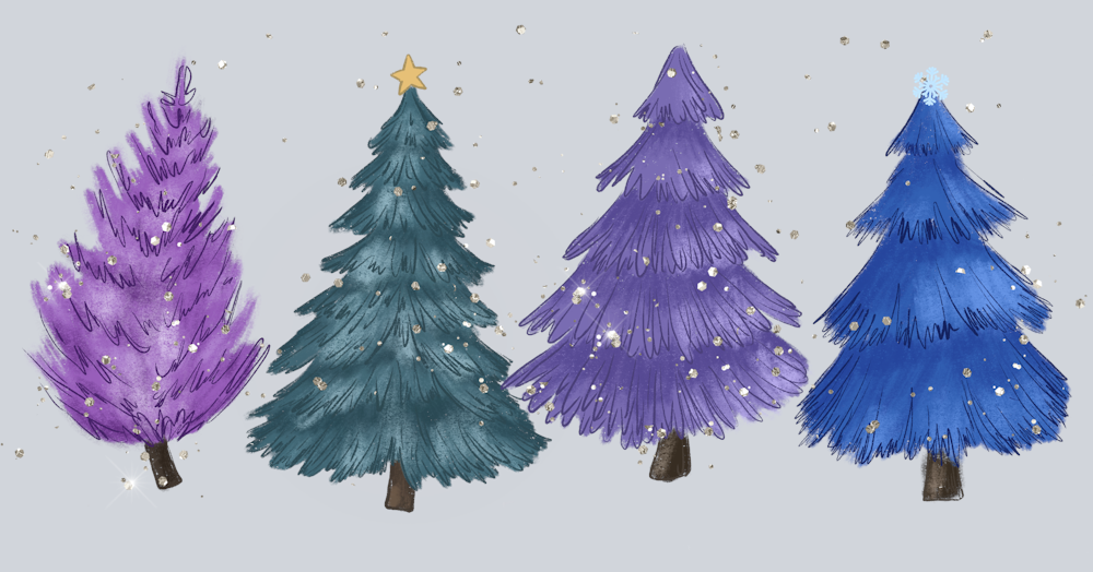 Purple Blue Pine Trees - STK05107 (DTF Transfers)