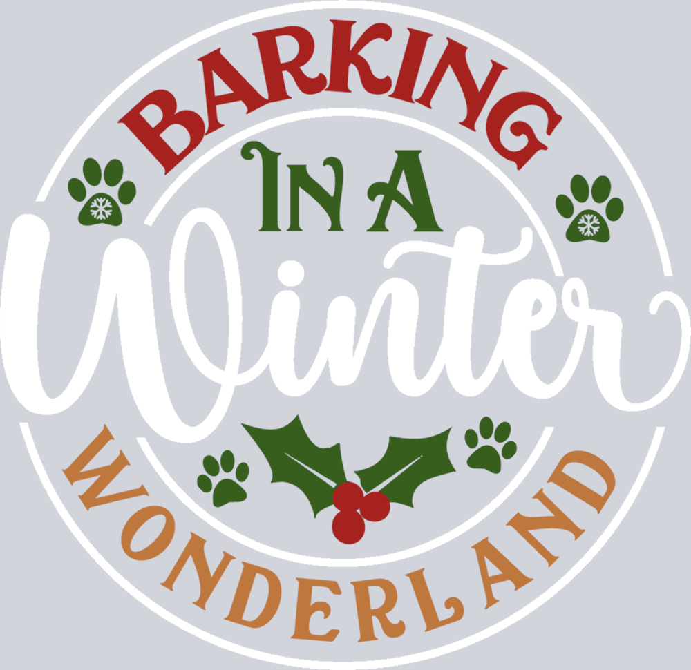 Pets Barking In A Winter Wonderland - STK04816 (DTF Transfers)