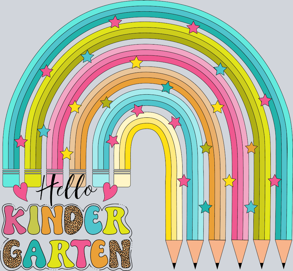 Hello Kindergarten With Pencils - STK02704 (DTF Transfers)