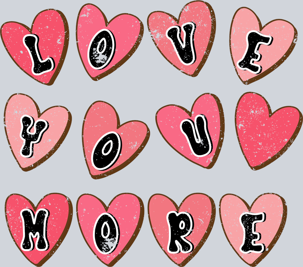 Love You More Heart Letters - STK03815 (DTF Transfers)
