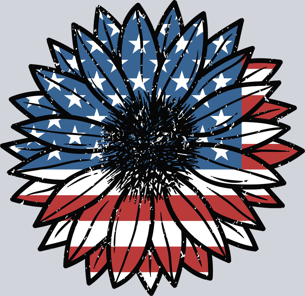 Sunflower USA Flag - STK05879 (DTF Transfers)