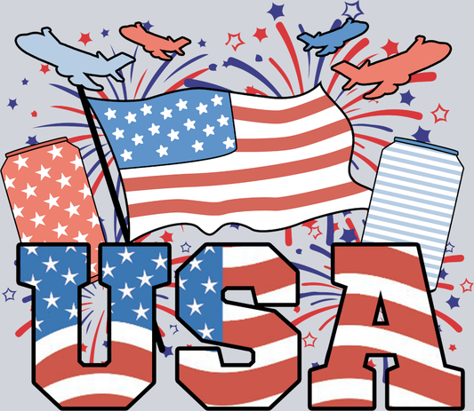 USA Stars And Stripes Flags - STK06259 (DTF Transfers)