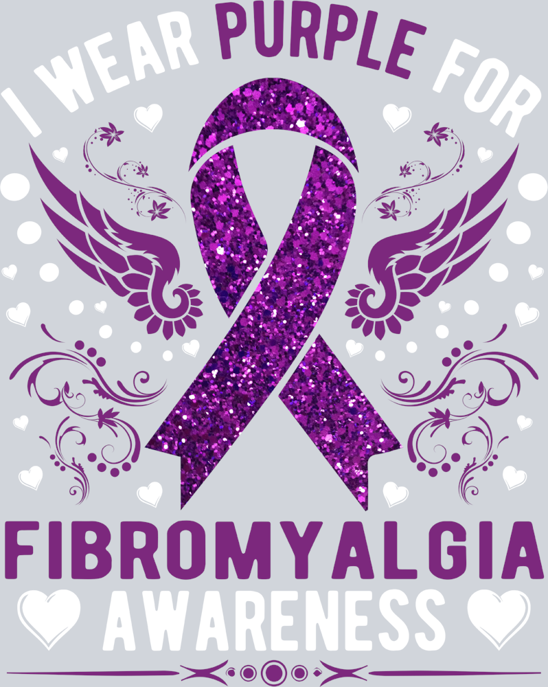 We Wear Purple Fibromyalgia Glitter White - STK06396 (DTF Transfers)