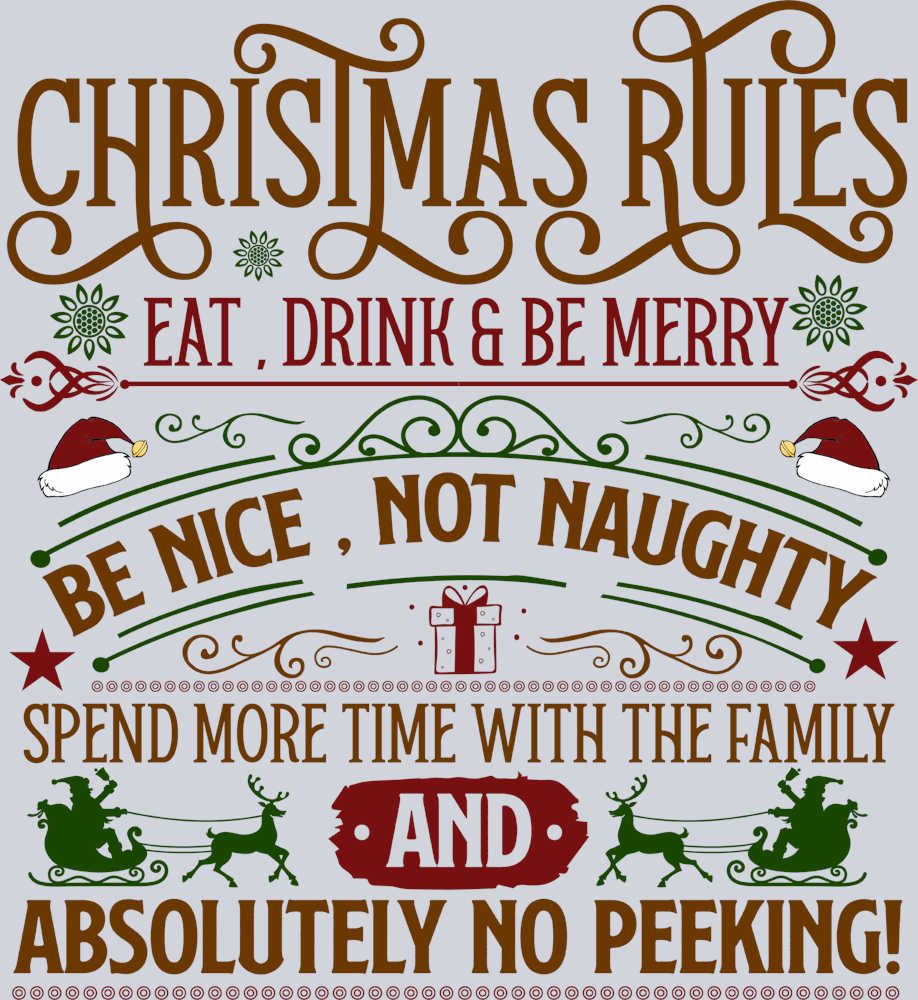 Vintage Christmas Rules - STK06319 (DTF Transfers)