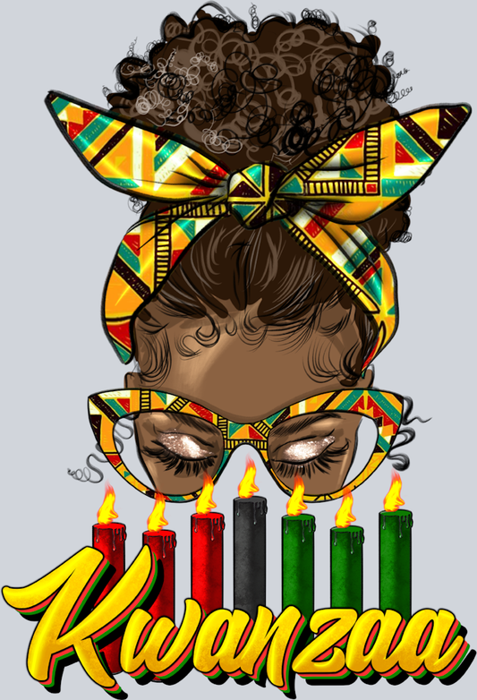 Kwanzaa Black Messy Bun - STK03501 (DTF Transfers)