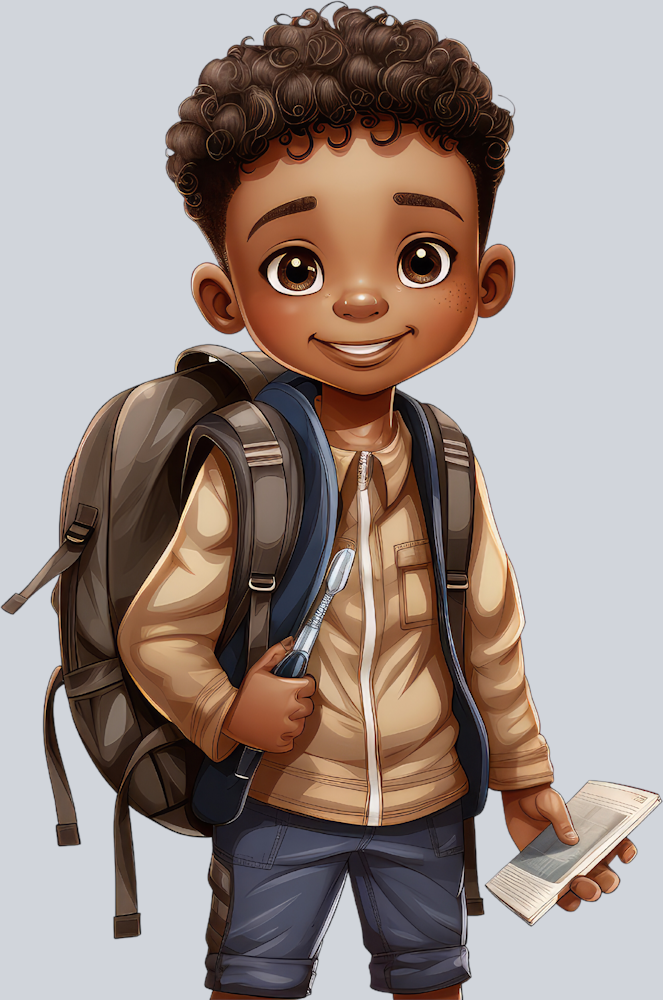 Cute Black Boy Back To School 11 - STK01531 (DTF Transfers)