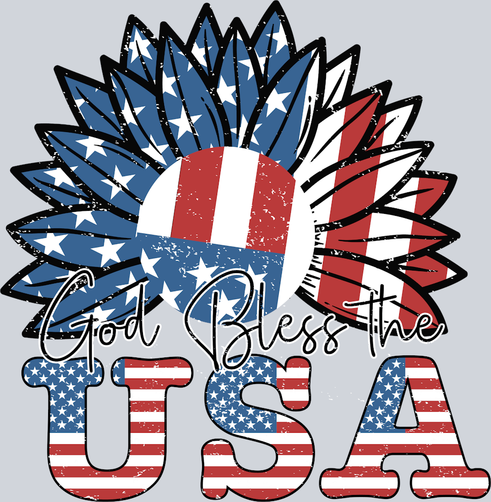 God Bless The USA Sunflower - STK02368 (DTF Transfers)