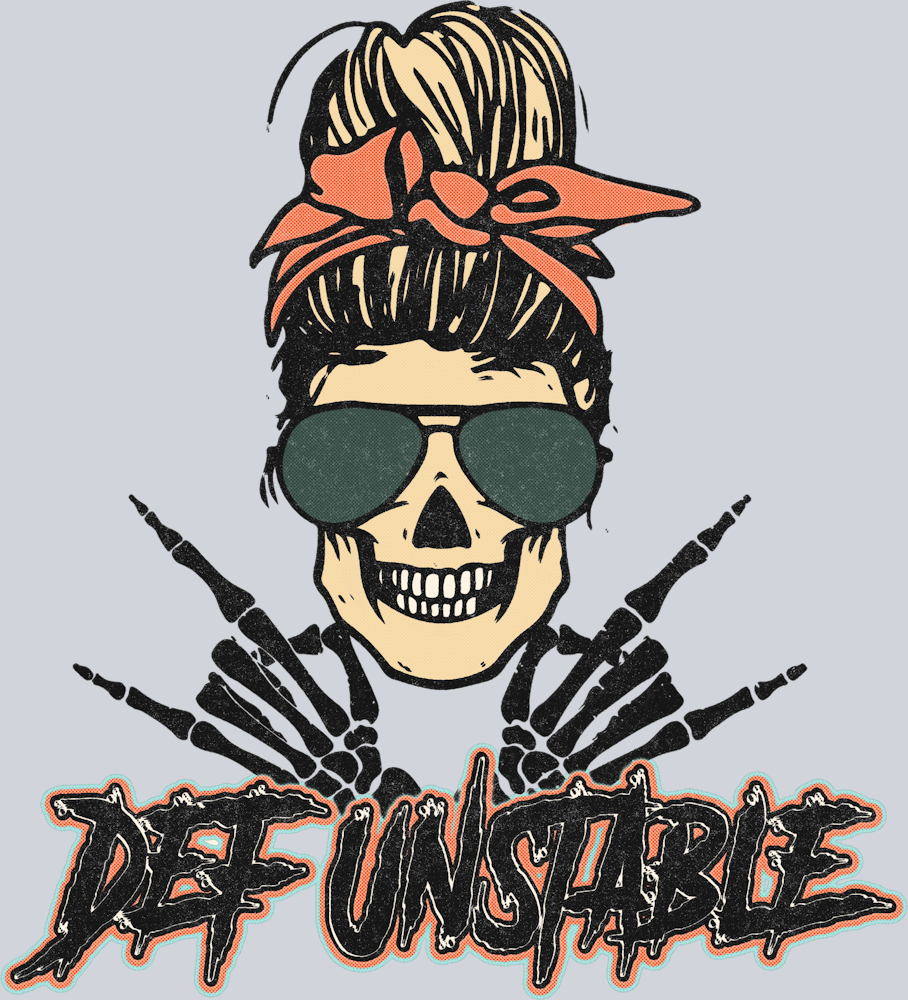 Skull Messy Bun Def Unstable - STK05539 (DTF Transfers)