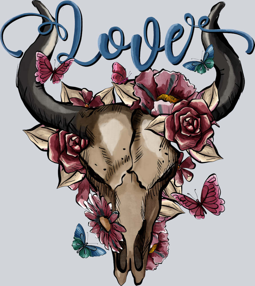 Skull Cow Love - STK05529 (DTF Transfers)