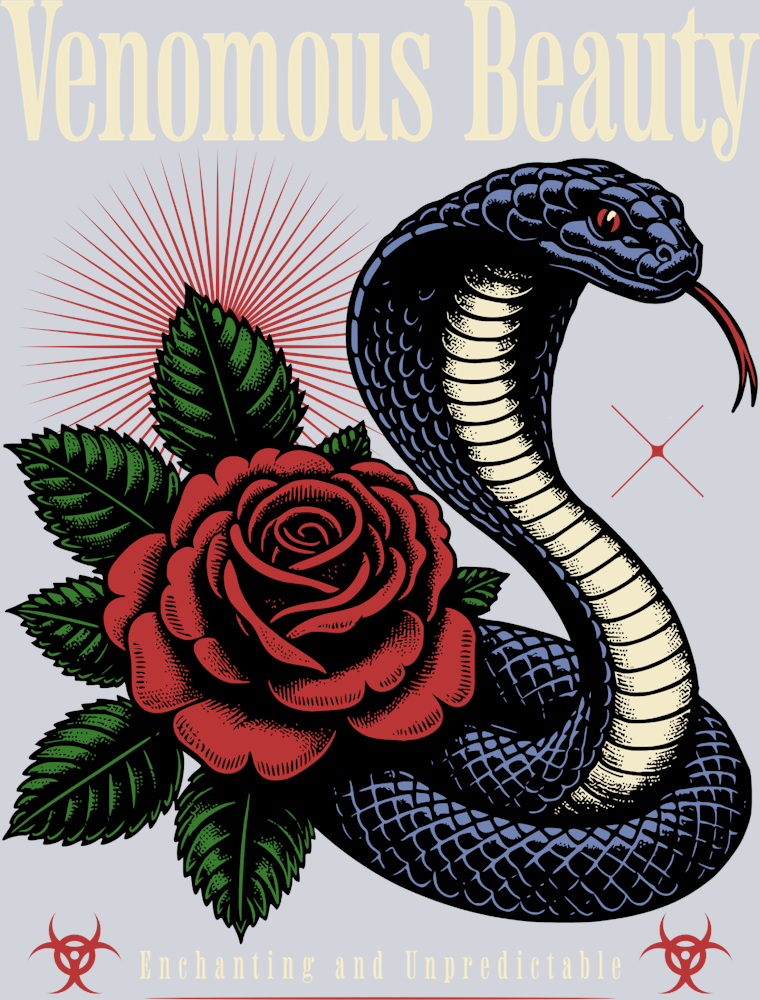 Snake Cobra Rose Flower Decoration - STK05565 (DTF Transfers)