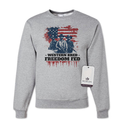 Western Bred, Freedom Fed - Adult Unisex Patriotic Sweatshirt