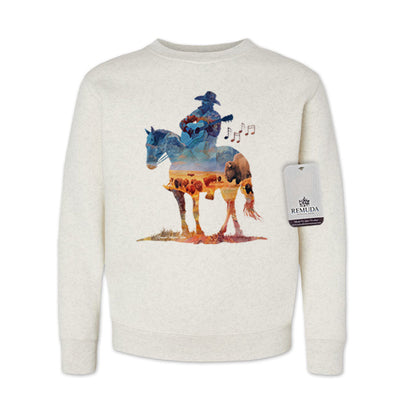 Where The Buffalo Roam - Youth Kids Watercolor Western Sweatshirt