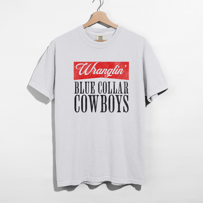 Wranglin’ Blue Collar Cowboys Graphic Tee – Western Rodeo Cowgirl Shirt