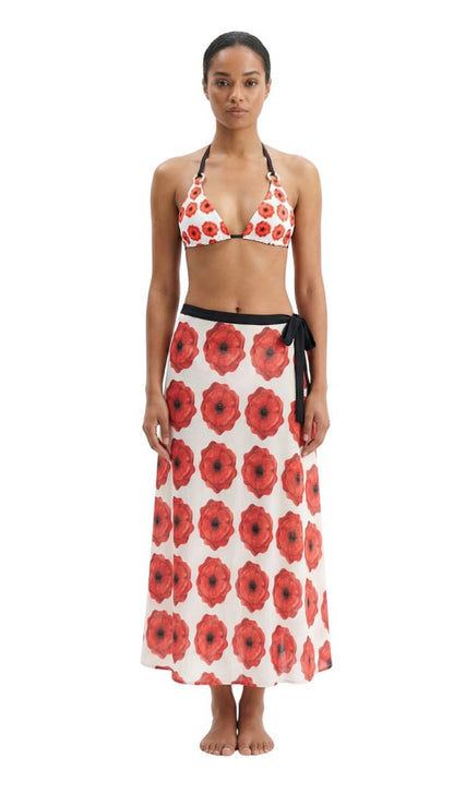 Lara Wrap Skirt in Very Poppy