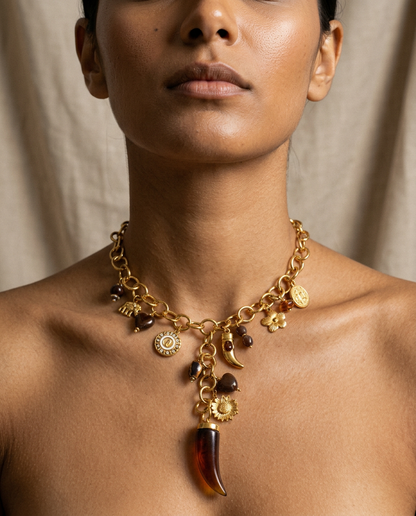 Magnetic Gold Charm Statement Necklace