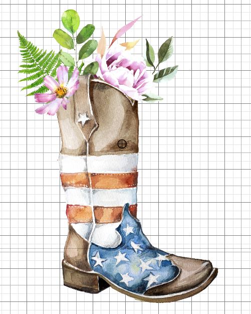 American Flag cowgirl boot sublimation transfer Paper