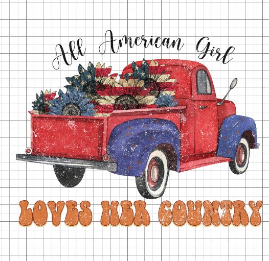 All American Girl loves her country sublimation transfer Paper